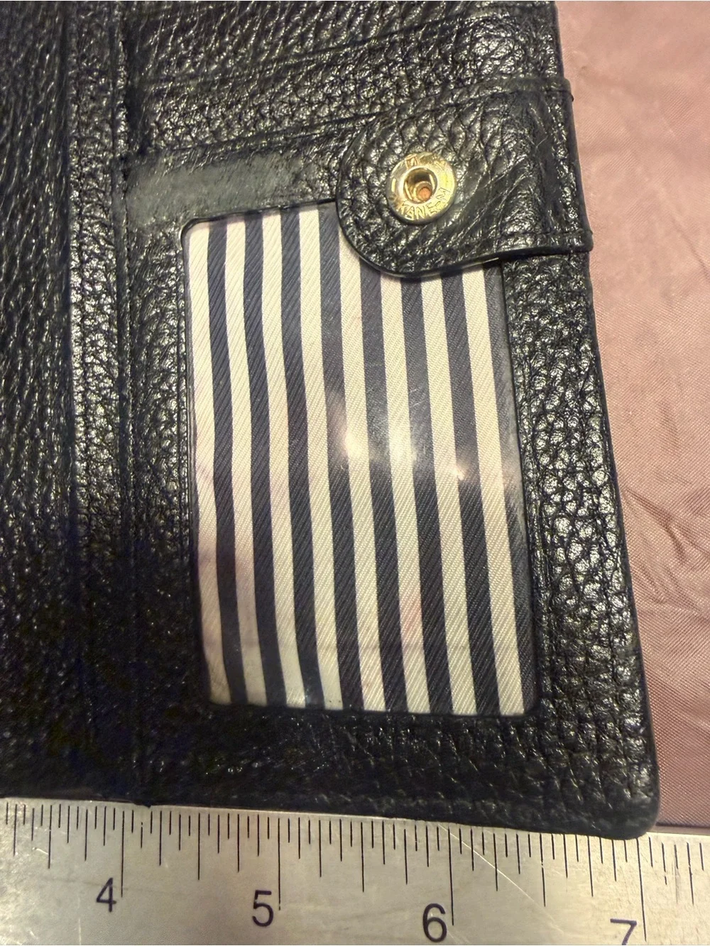 kate spade Black Pebbled Leather Bi Fold Snap Wallet with Gold Logo